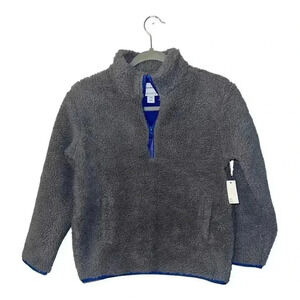 🎄NWT Amazon Essentials Boys Gray 1/4 Sherpa Pullover, Large (10)